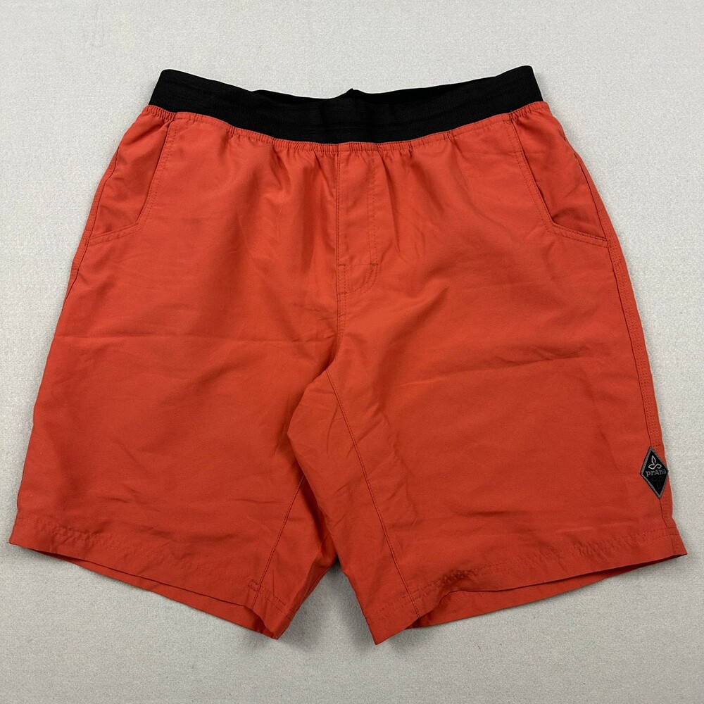 Prana Shorts Men Large Orange Pockets Outdoors Hiking Lightweight Elastic L